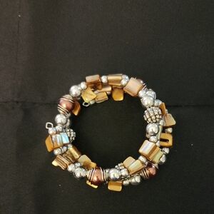 Elegant Gold and Silver Beaded Bracelet